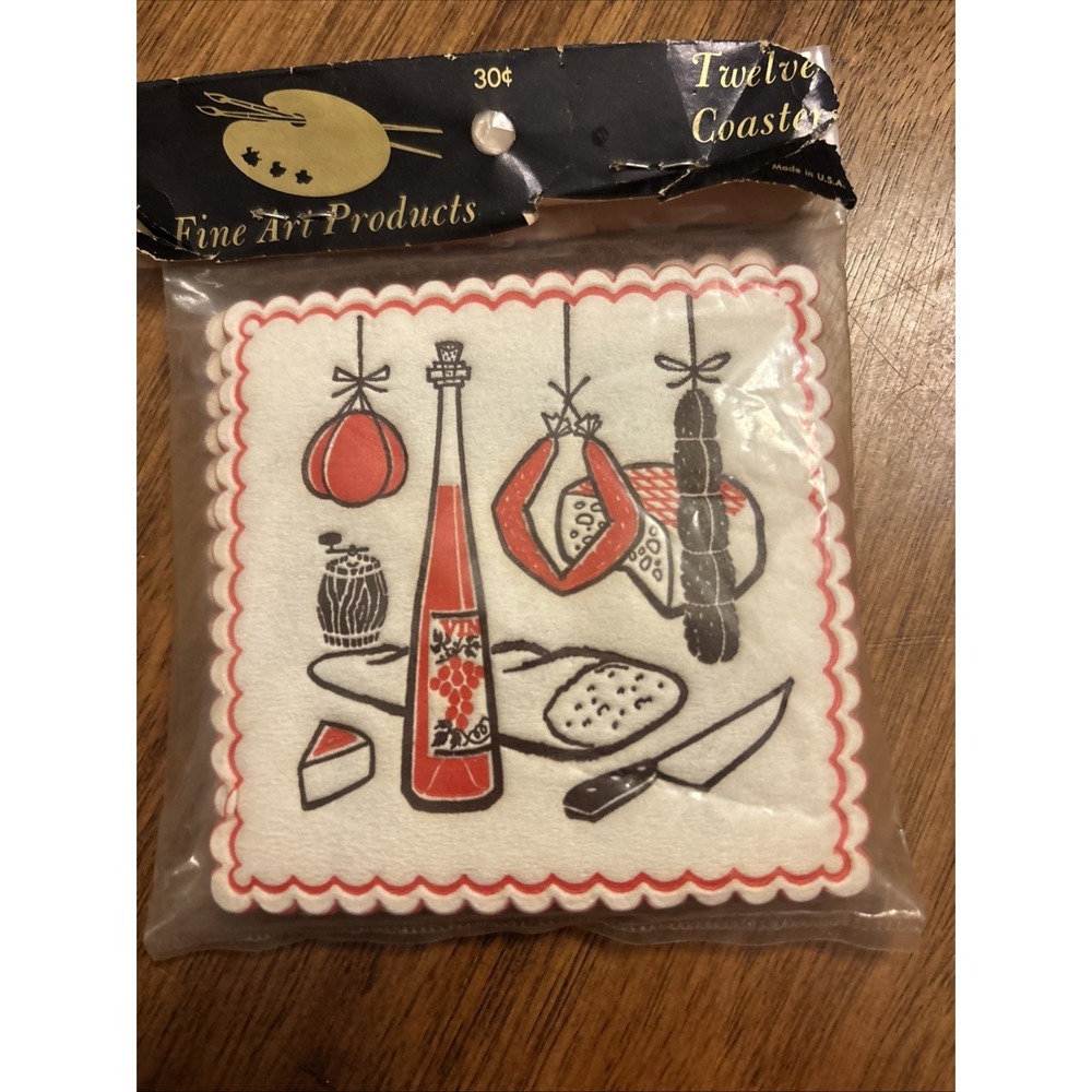 VTG‎ MCM Fine Art Products Italian Meats & Picnic Paper Coasters New Set Of 12